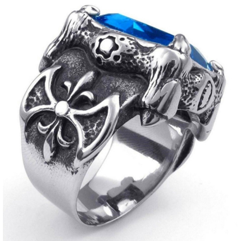 Nhẫn đính đá Zircon đỏ xanh thời trang cho nam