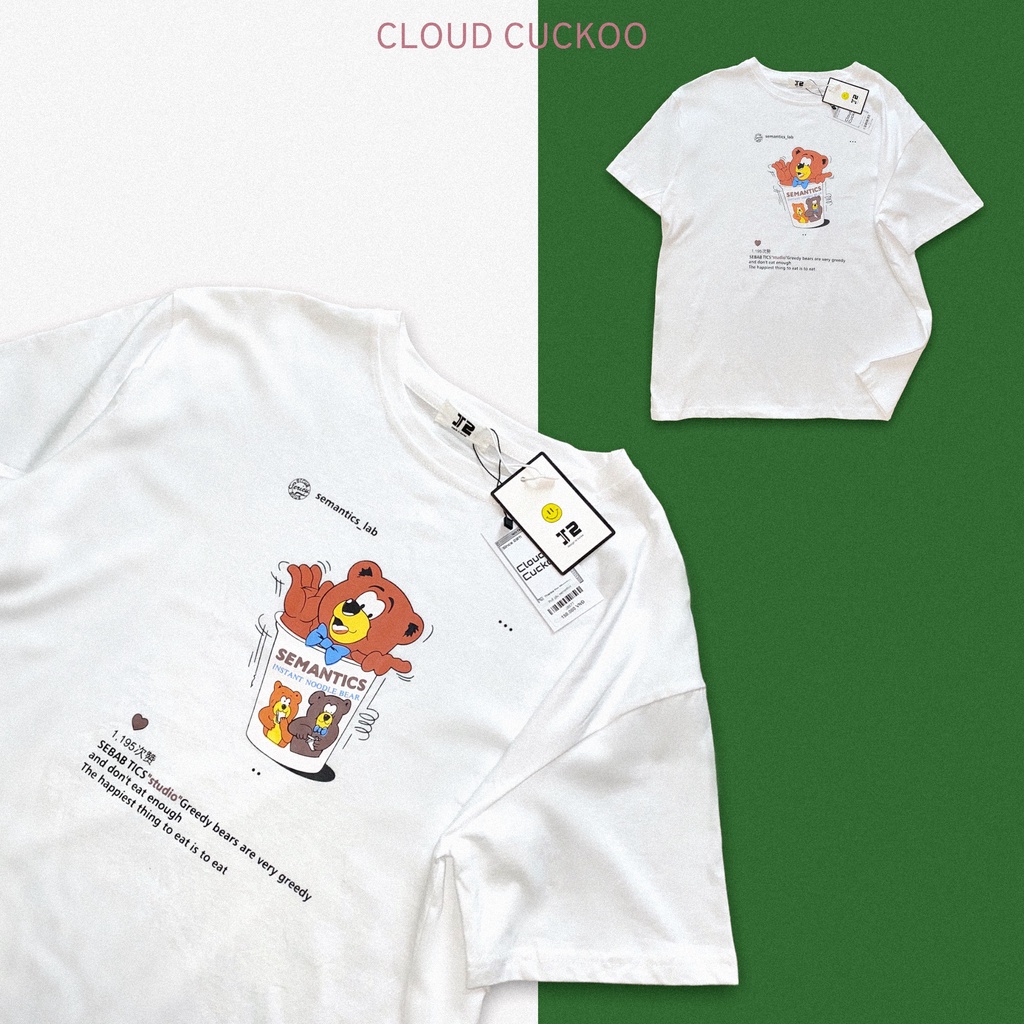 Áo Thun Nữ Cotton In Hình Gấu Sematic - Mã Số:J8577