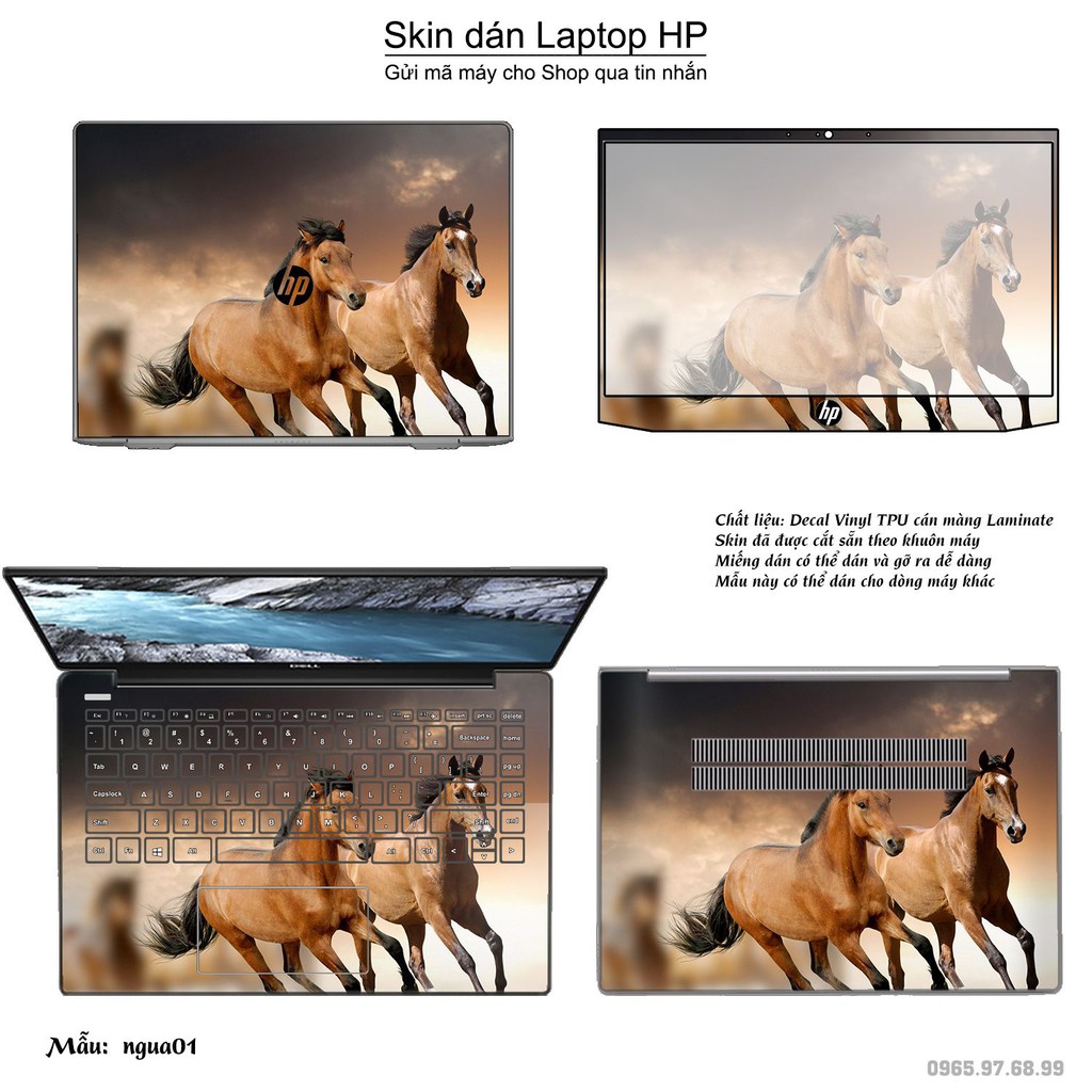 Skin dán Laptop HP in hình Con ngựa (inbox mã máy cho Shop)