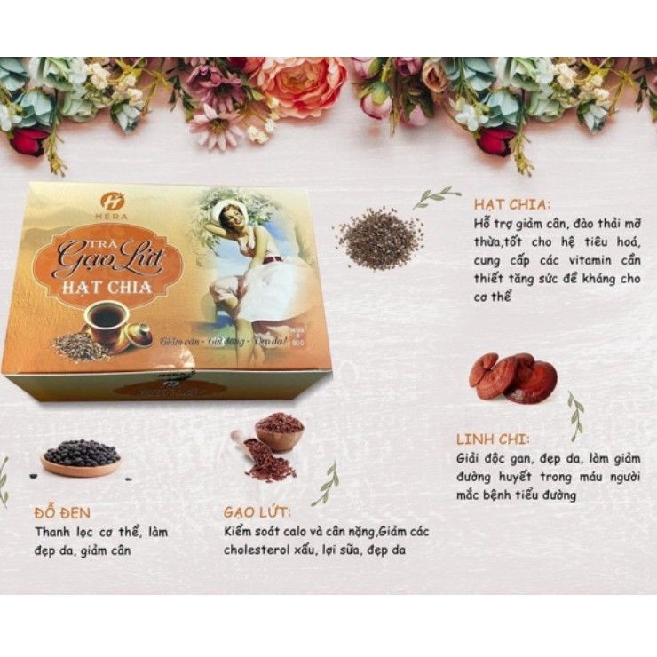 [MẪU MỚI] Trà Giảm Cân Gạo Lứt HẠT CHIA HERA tặng kèm thước dây[cam kết chính hãng] | BigBuy360 - bigbuy360.vn