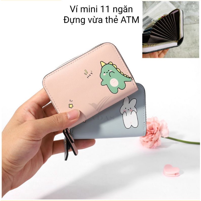 Ví mini khóa kéo hình cô gái cute đựng thẻ tiền 8 đến 11 ngăn