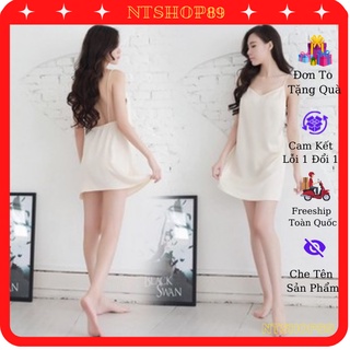 Váy ngủ / đầm ngủ phi lụa 2 dây hở lưng 5048 mềm mịn