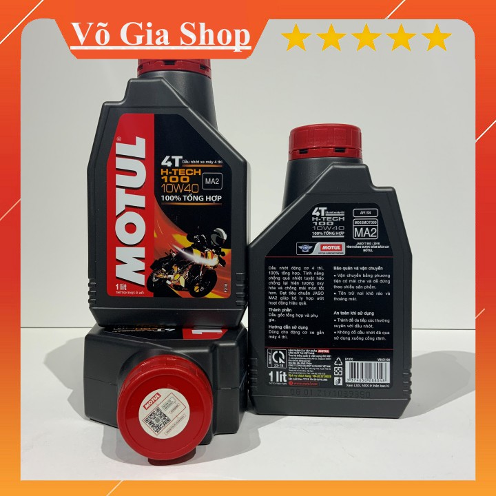 Nhớt Motul H-Tech 100 10w40 MA2 1L - Nhớt Xe Số Cao Cấp Full Tổng Hợp Chính Hãng