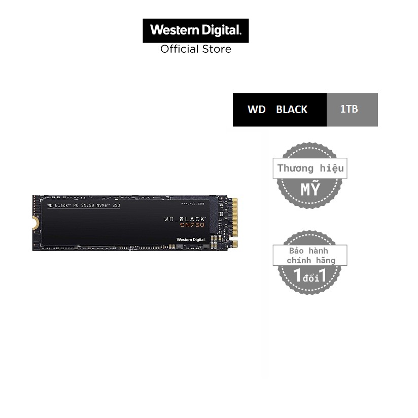 SSD WD Black SN750 1TB NVME M.2 2280 - WDS100T3X0C