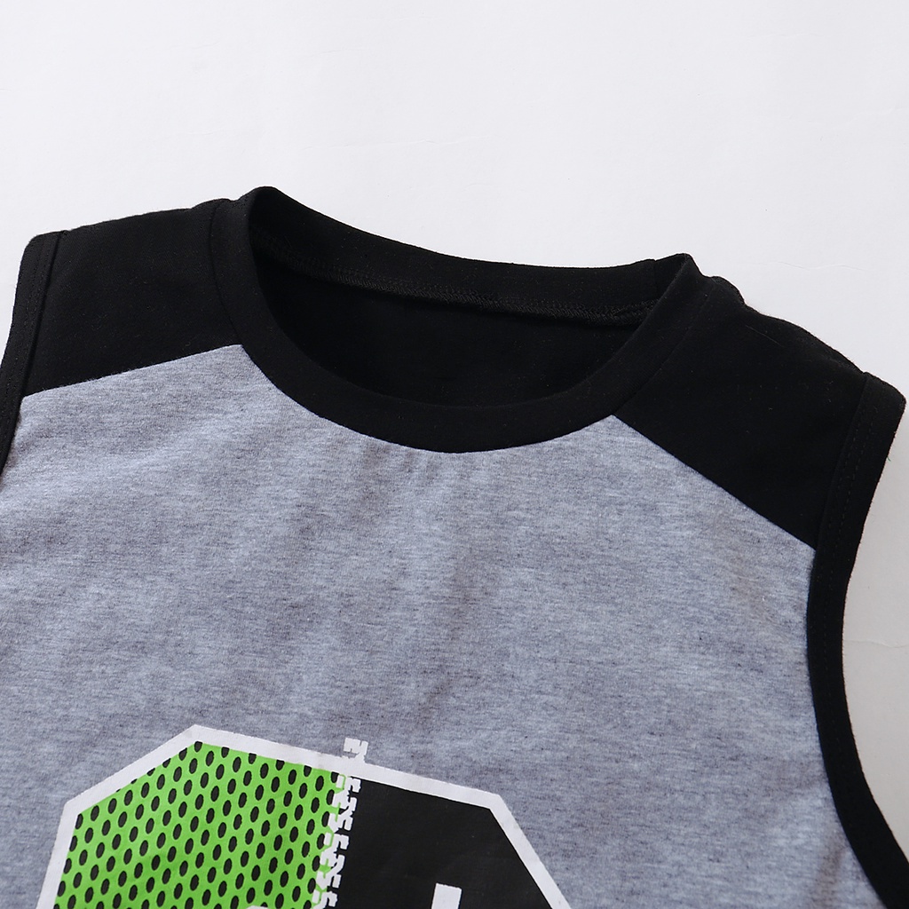 Set đồ thể thao Mikrdoo 2 món gồm áo thun không tay + quần short thời trang mùa hè cho bé trai