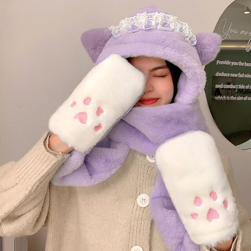 Youyo Khăn Choàng Cổ Dày Dặn Giữ Ấm Tai Gấu Hoạt Hình One Piece Thời Trang Mùa Đông Cho Bé Gái