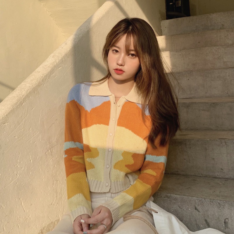 Áo khoác len cadigan dáng ngắn croptop phong cách LISA BLACKPINK