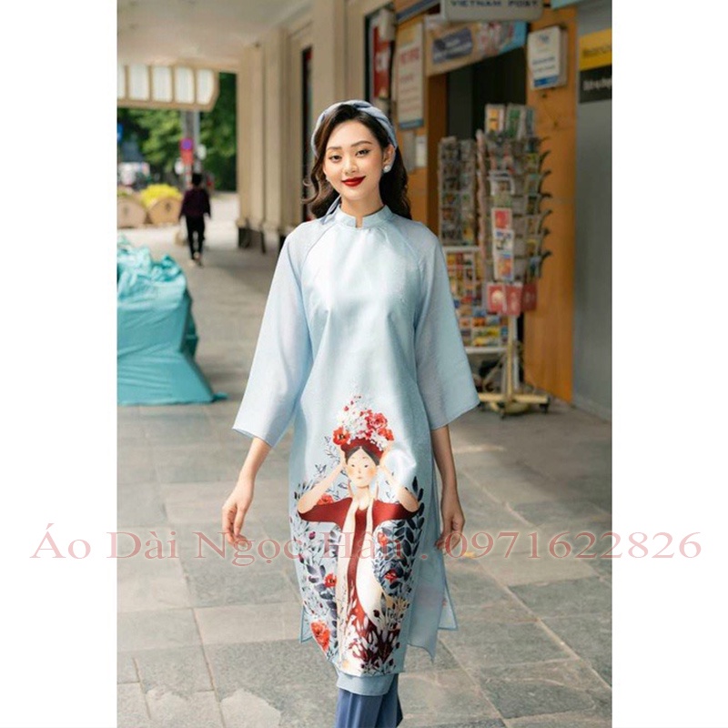 Áo Dài Cách Tân Nữ Dáng Suông Voan Tơ Mềm Mặc Tết TK10
