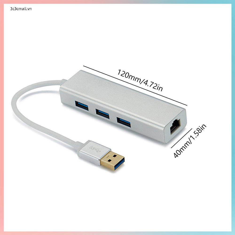 USB To Lan - Cáp Chuyển USB 3.0 Sang Lan Tốc Độ 10/100 Mbps Gigabit - Tích Hợp 3 Công USB 3.0 Tiện Lợi Chất Lượng