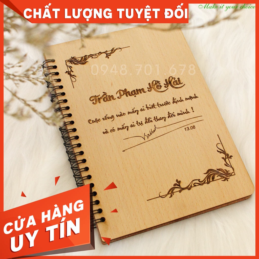 QUÀ TẶNG ĐỘC ĐÁO - Sổ bìa Gỗ khắc theo yêu cầu