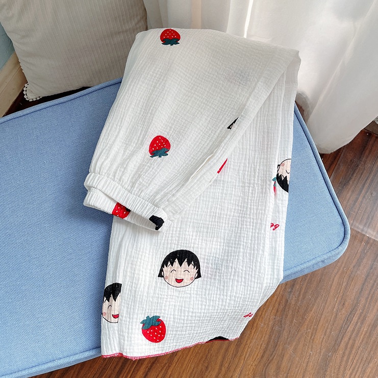 Quần Pyjama Nữ Họa Tiết Nhóc MaruKo Dễ Thương Vải Xô Muslin Mềm Nhẹ, Thoáng Mát