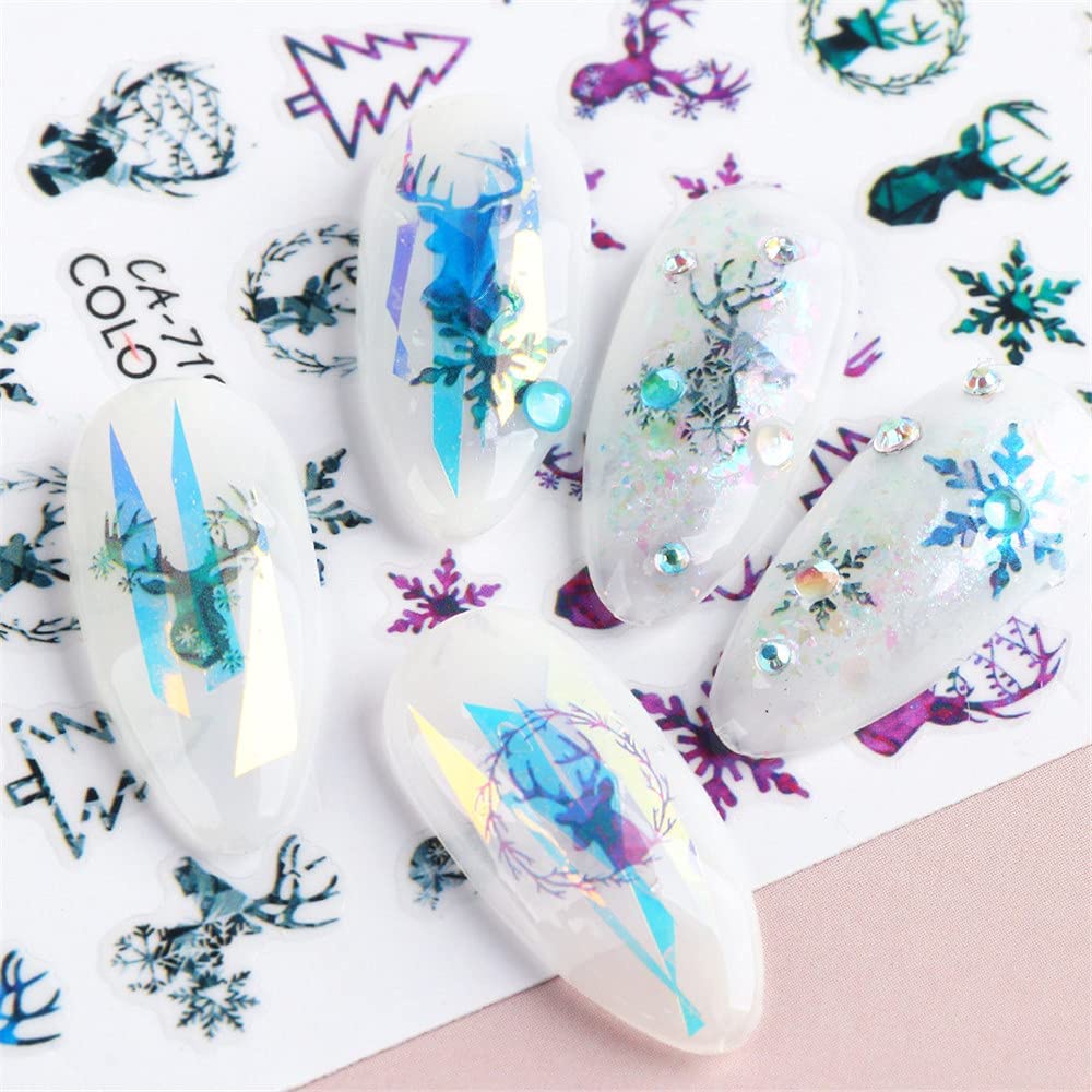 [Hàng mới về] Miếng dán trang trí móng hình bông tuyết hoạt hình 3d