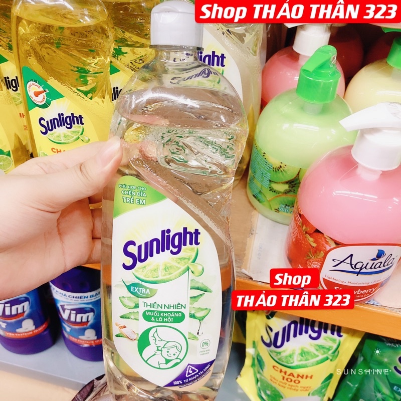 Nước Rửa Chén Sunligt Hương Chanh/ Muối Khoáng Thiên Nhiên Lô Hội/ Chanh và Bạc Hà