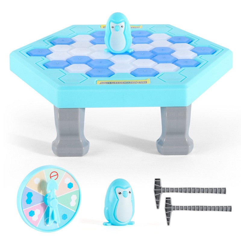 Bộ đồ chơi chim cánh cụt phá băng chơi nhóm 2 người bố mẹ con cái cùng chơi
