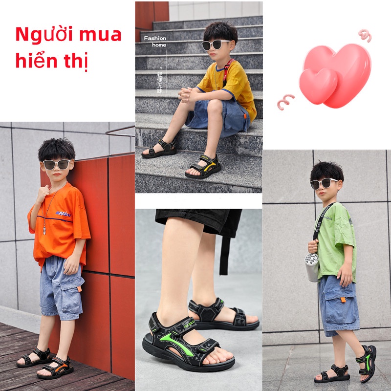Sandal bé trai dép quai hậu đi học đế mềm êm chân siêu nhẹ quai dán hàng Quảng Châu cao cấp [SDT11]