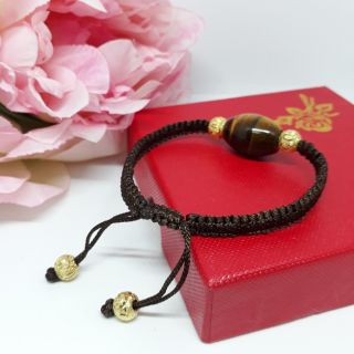 Vòng tay lu thống đá mắt hổ phối bi bạc