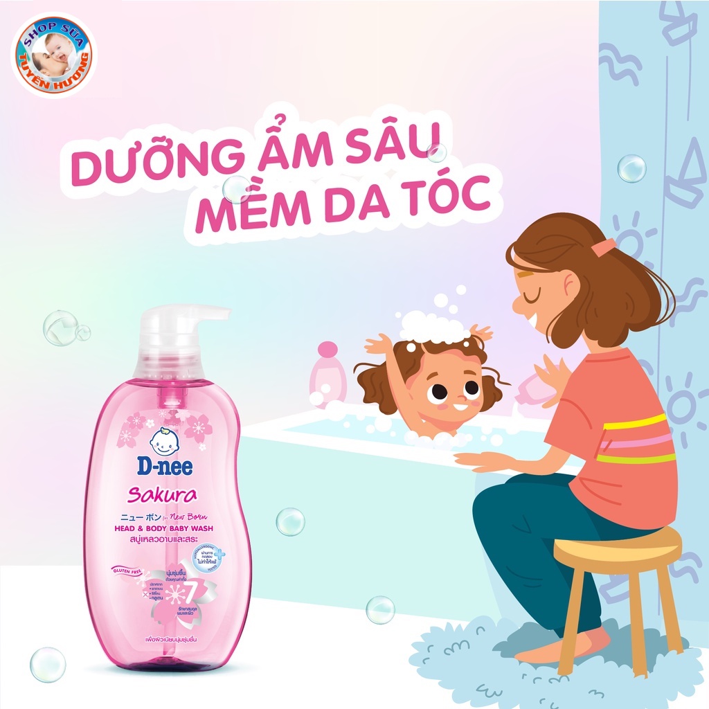 Sữa tắm gội toàn thân cho bé Dnee Pure Sakura, Baby, Organic 380ml