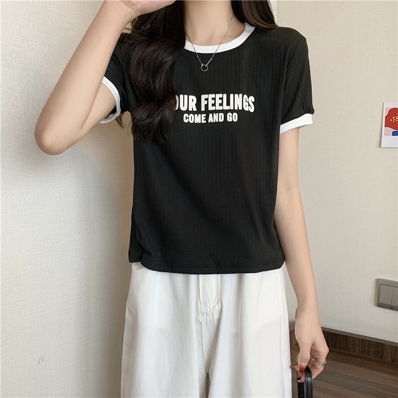 Áo Thun Cotton Cổ Tròn Ngắn Tay Phong Cách Hàn Quốc Cho Nữ JL-TX-441