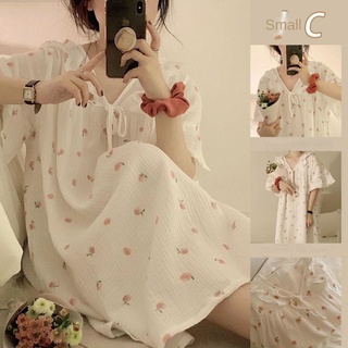 Long Dress Short Sleeved Nightwear Bigsize Short Sleeve Nightgown Cute French Style Fashion For Women