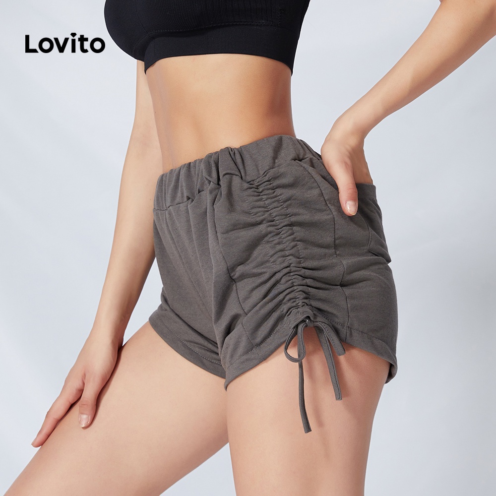Quần short dây rút Lovito L09109 (xám đậm)