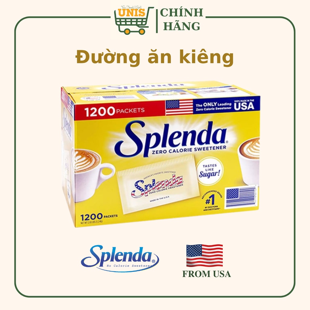 Set 100 gói Đường ăn kiêng Splenda cho người bệnh tiểu đường, ăn kiêng, DAS, Sweetener Sugar Replacement