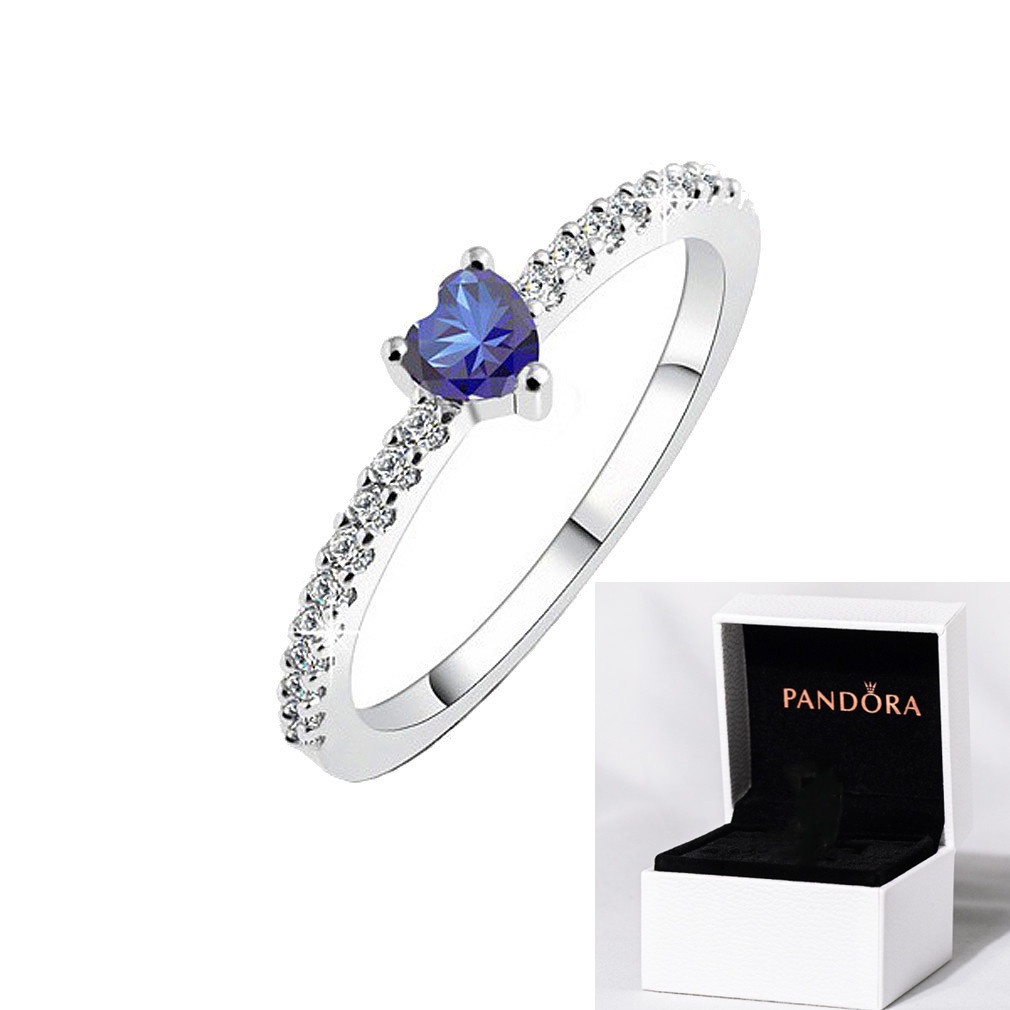 PANDORA Nhẫn Bạc 925 Mặt Trái Tim Đính Đá Thời Trang Dành Cho Nữ