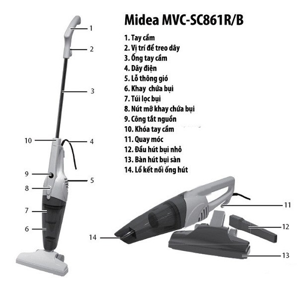 Chính hãng - máy hút bụi Midea MVC-SC861B