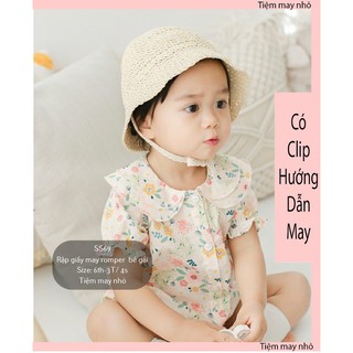 SS69_ Rập giấy may body cổ sen sơ sinh