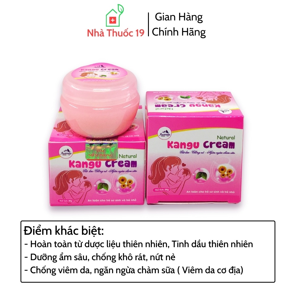 Kem Dưỡng Ẩm Kangu Cream - 100% Dược Liệu Tự Nhiên Giúp Dưỡng Ẩm, Ngăn Ngừa Chàm Sữa Và Viêm Da Cho Trẻ Sơ Sinh (Lọ 20g)