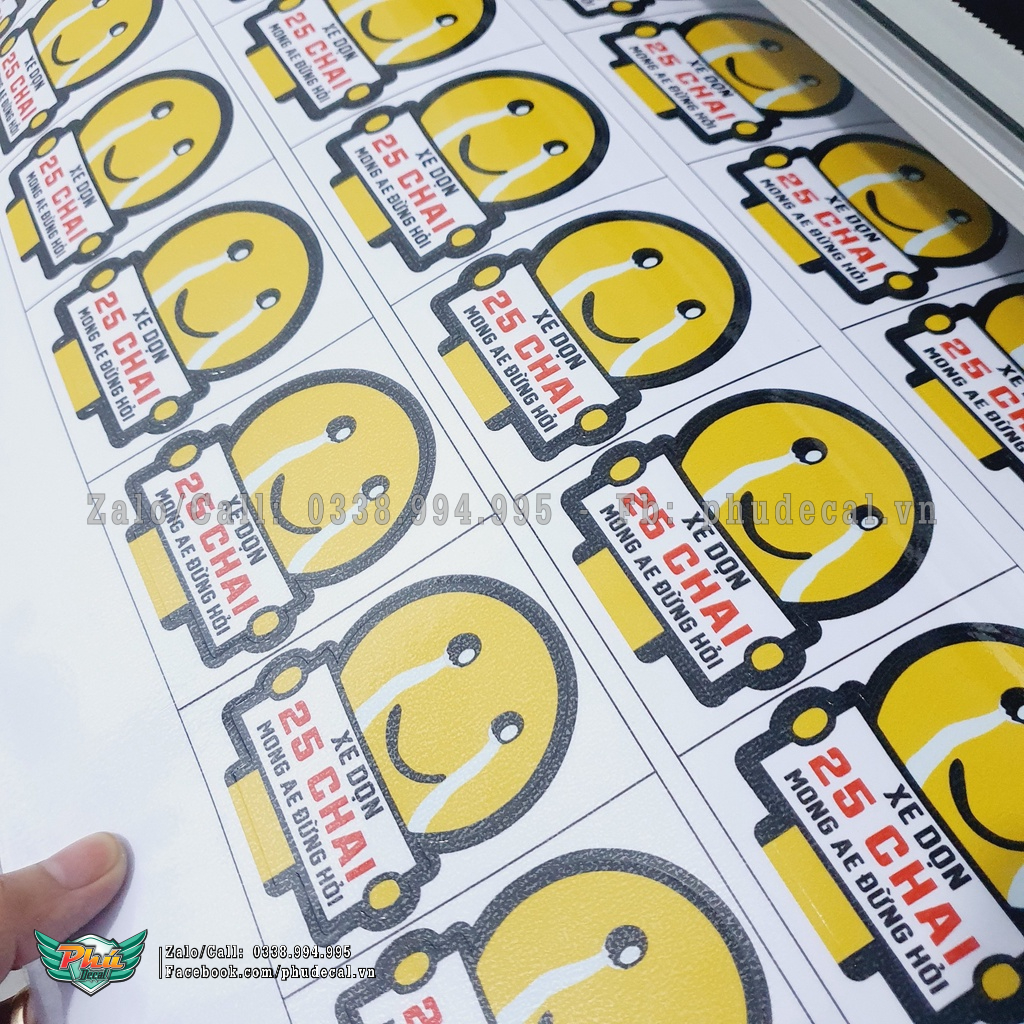 Tem logo sticker Xe dọn 25 Chai Hot trending :v best cà khịa vui nhộn hài hước 5.8x7cm xe độ 25 củ