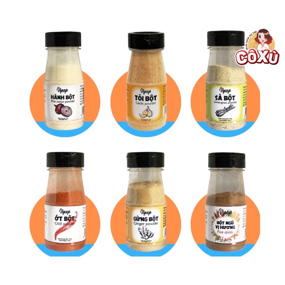Bột Gia Vị | Bột Gừng,Tỏi, Riềng, Sả, Tiêu, Nghệ, Ngò, Hành, Ớt, Ngũ Vị Hương...