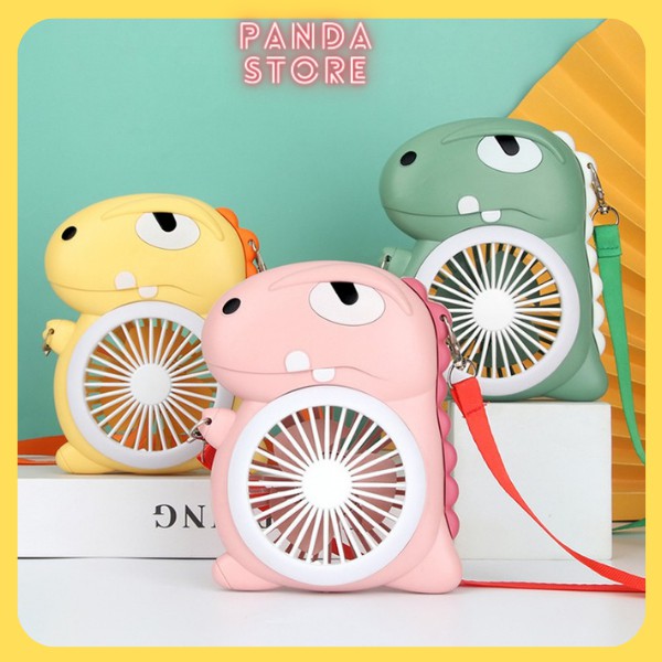Quạt mini cầm tay sạc điện hình thú cute có đèn tích điện , cổng sạc usb , để bàn đeo cổ.