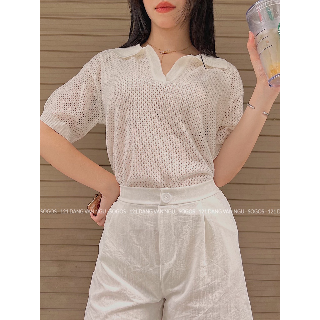 Áo polo cộc tay len lỗ 066