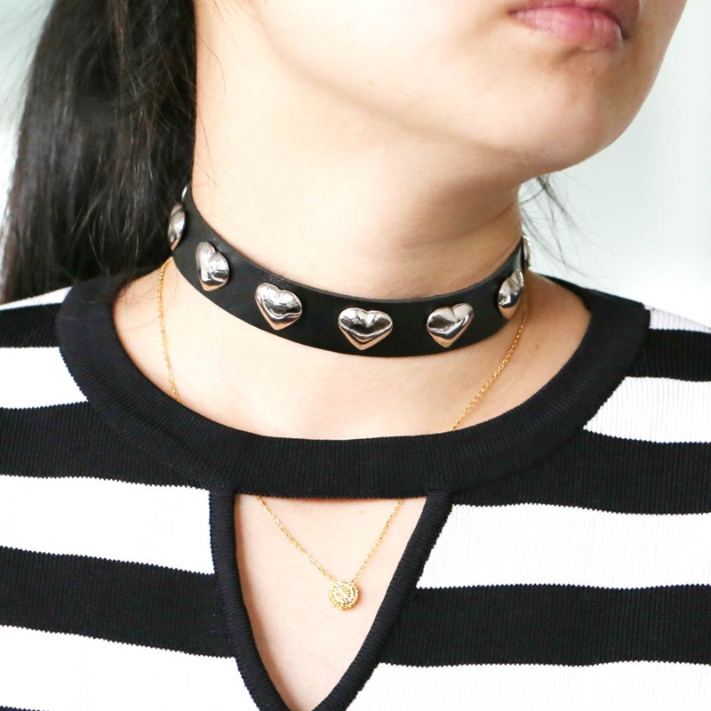 Vòng Cổ Choker Đính Gai Kim Loại Phong Cách Gothic Punk
