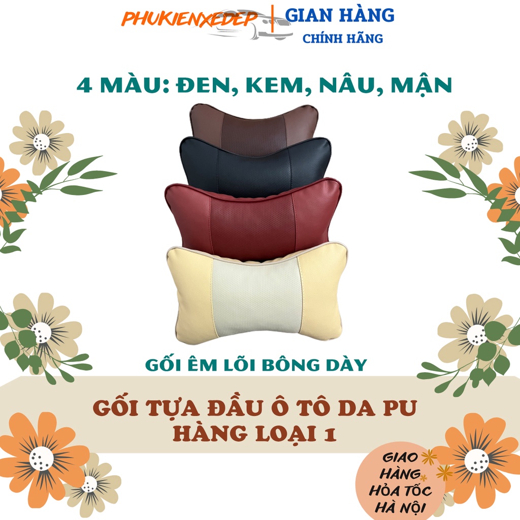 Gối Tựa Đầu Ô Tô Khúc Xương⚡HÀNG LOẠI 1⚡Chất Liệu Da PU Cao Cấp Đục Lỗ Công Nghệ Laser Lót Bông Chống Đau Mỏi Cổ Vai Gáy