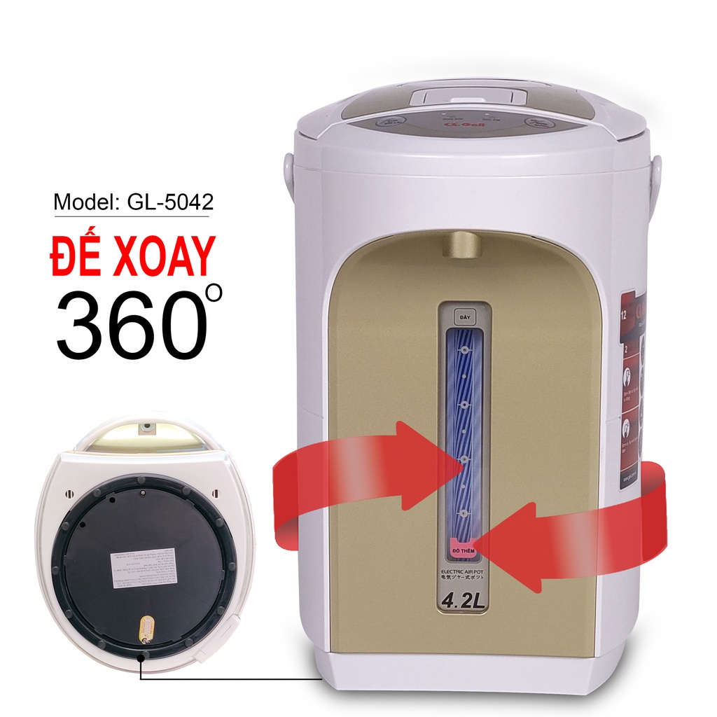 Bình thủy điện Gali 5042/750w/4.2L hàng nhập khẩu chính hãng bảo hành 12 tháng