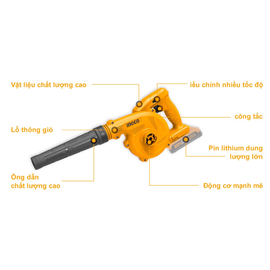 INGCO Máy thổi bụi dùng pin 20V CABLI20018