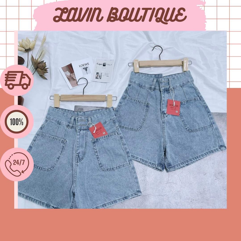 Quần short jeans lưng cao