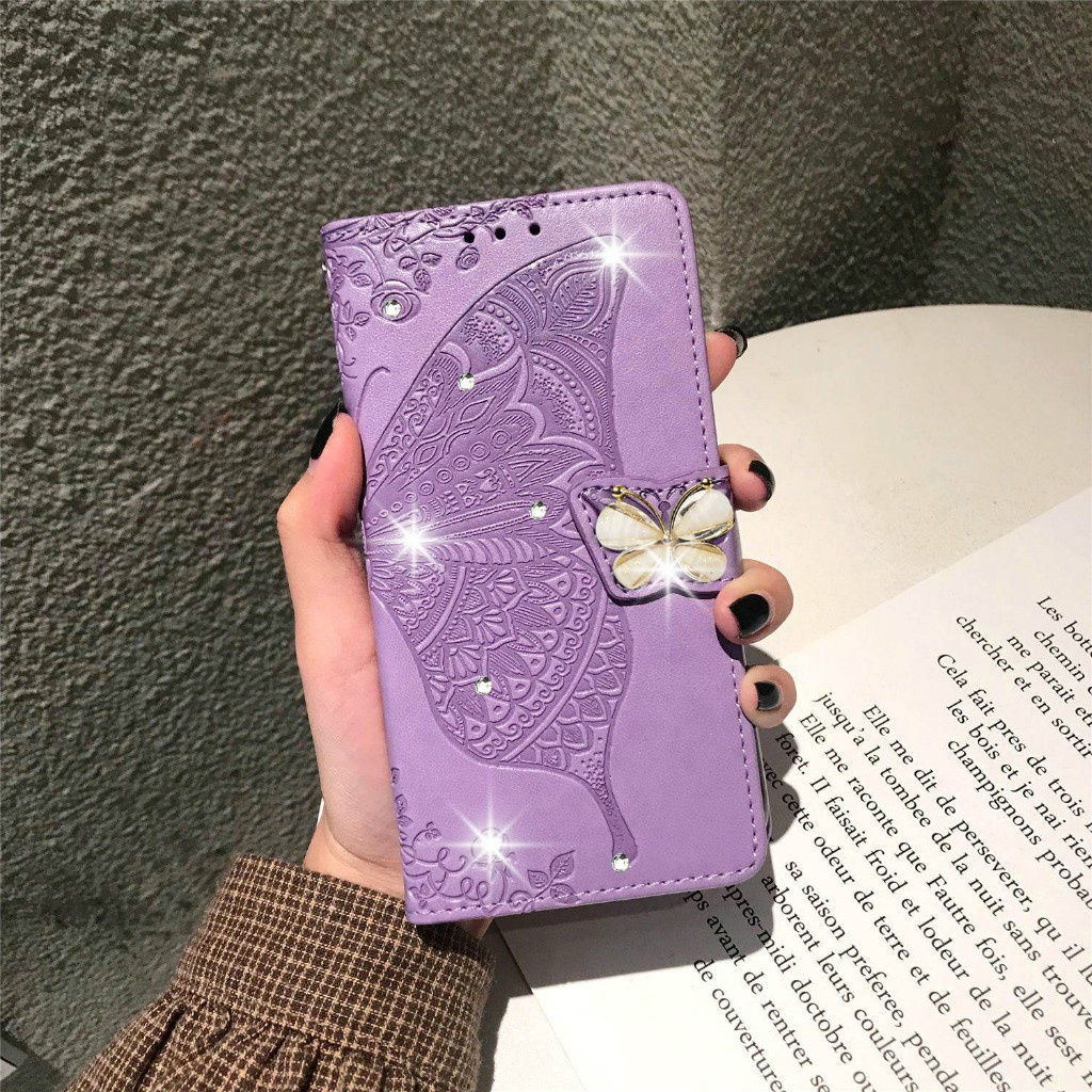 Bao Da Điện Thoại Nắp Lật Kèm Ngăn Đựng Thẻ Đính Kim Cương Cho Xiaomi Redmi Note 11 11S 10 10A 10C 9 9A 9T 8 6 Pro Ốp