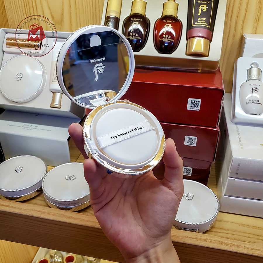 Set phấn nước Whoo dưỡng trắng cấp ẩm Radiant White Moisture Cushion Foundation cao cấp mới nhất