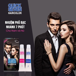 Nhuộm phủ bạc nhanh 7 phút QUICK SEVEN S6 Nâu đậm Hàn Quốc, dành cho cả nam và nữ (60g + 60g)