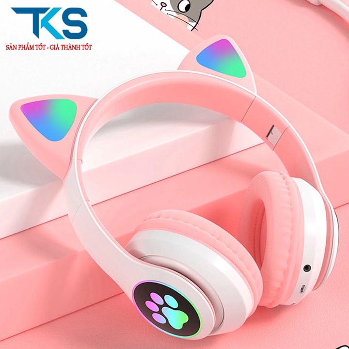 [Rẻ Vô Địch]Tai Nghe Mèo Kết Nối Bluetooth Chụp Tai,Headphone Tai Mèo Dễ Thương Có Mic,Âm Bass Mạnh Mẽ