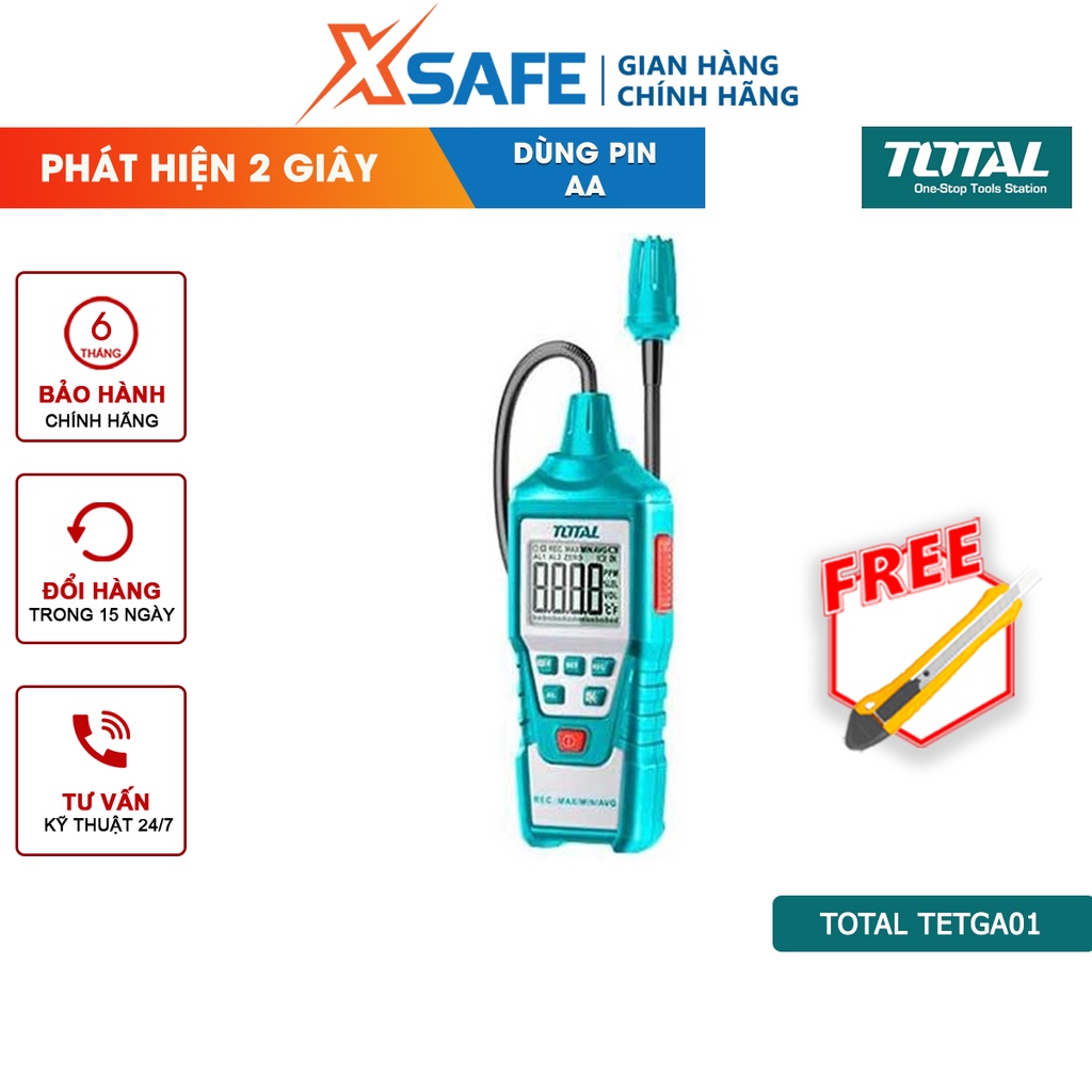 Máy đo rò rỉ khí Gas kỹ thuật số TOTAL TETGA01 màn hình LCD Thiết bị kiểm tra rò rỉ khí ga Phát hiện ngay trong 2s