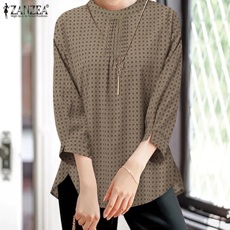 Áo Zanzea tay lửng cổ tròn thời trang vintage dành cho nữ