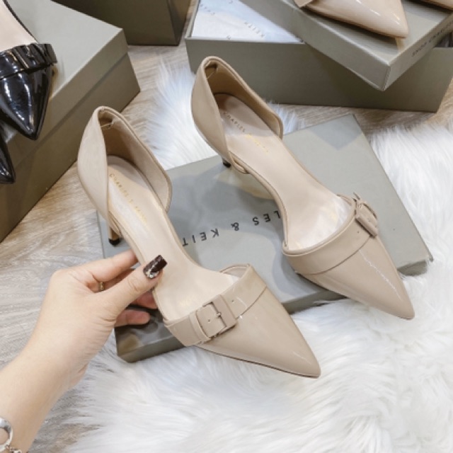 🔥 SALE <3 Sale Hot | Trợ Giá | Giày cao gót cnk charles&keith da bóng khoét eo xuất dư fullbox . ! New * ' . 🔥 ' : "