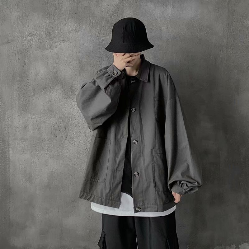 Korean Style Fashion Long Sleeve Men's Loose Shirt