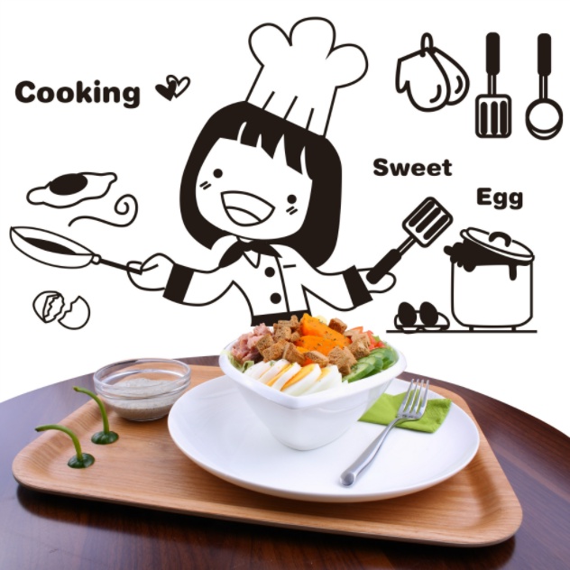 Decal trang trí tường - Cô gái đầu bếp