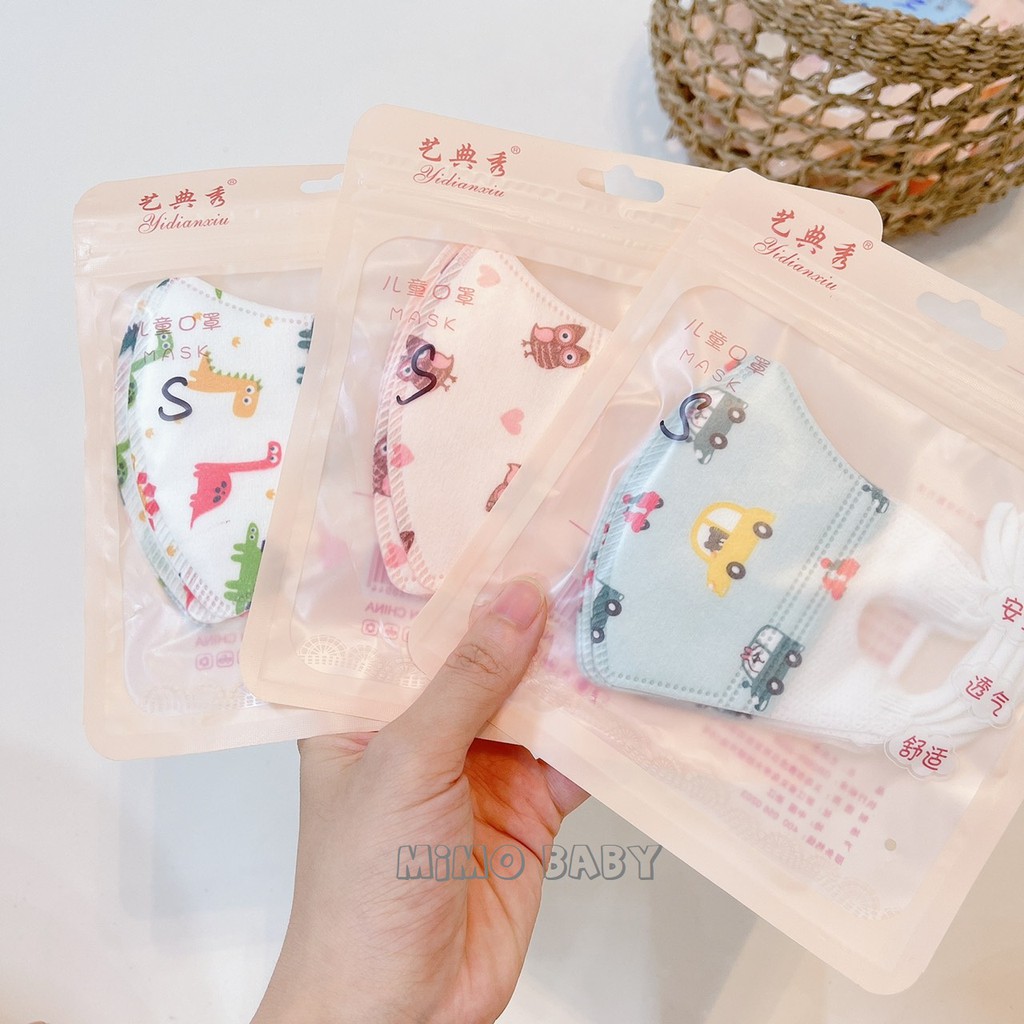 Set 5 khẩu trang 3D 3 lớp chống bụi Mimo baby cho bé từ 3 tháng tới 5 tuổi | BigBuy360 - bigbuy360.vn