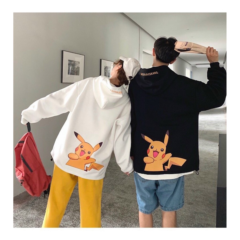 Áo khoác, áo hoodie unisex nam nữ nỉ ngoại form rộng pikachu siêu chất năng động thời trang học đường