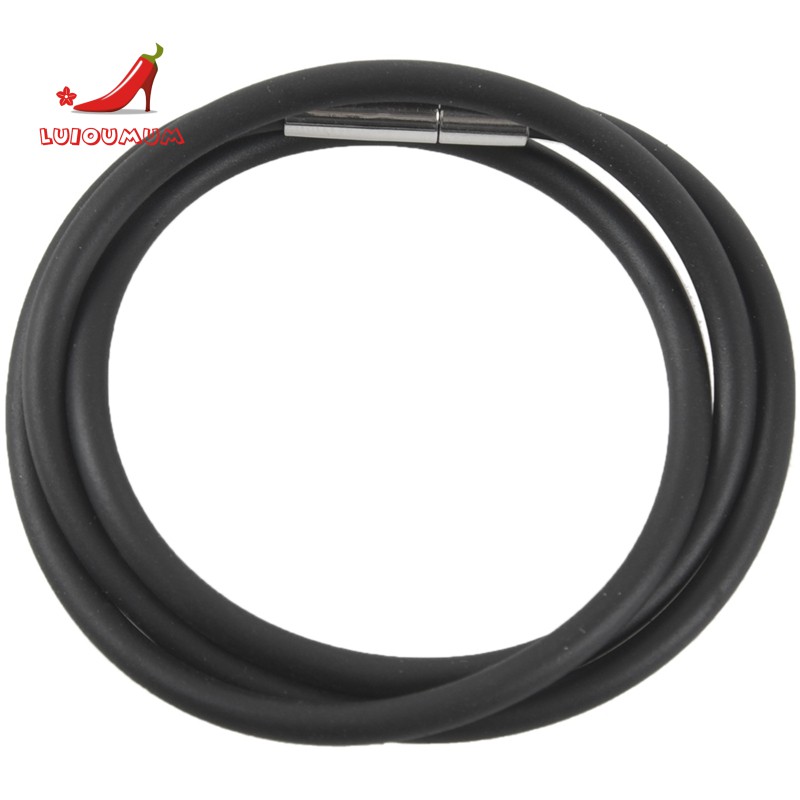 Vòng cổ cao su màu đen 3m có chốt inox 16 inch